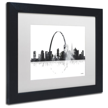 Watson 'St Louis Missouri Skyline' Art, Black Frame, 11"x14", White Matte