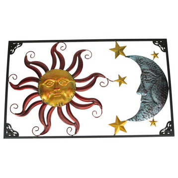 Tri-Tone Celestial Sun Moon and Stars Indoor/Outdoor Metal Wall Art