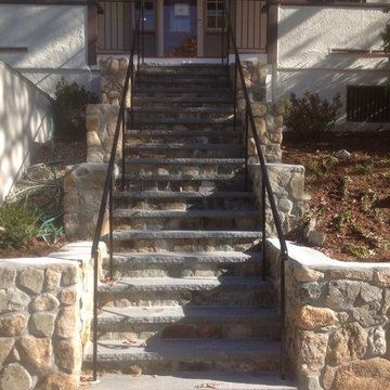 Natural Stone Front Entry: Retaining Wall & Steps