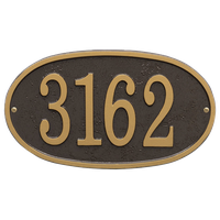 WHITEHALL Address Sign House Numbers Address Plaque, Oval -Bronze/Gold