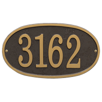 Personalized Cast Metal Oval House Number Custom Address Plaque - Bronze/Gold