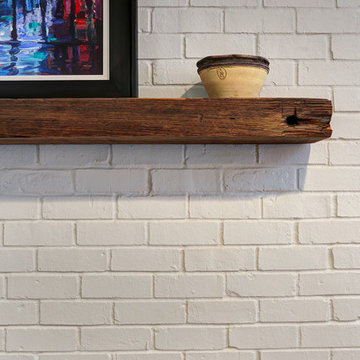 Renovated Brick Fireplace with Cedar Mantle