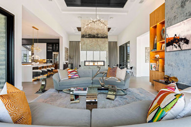 Large trendy living room photo in Austin