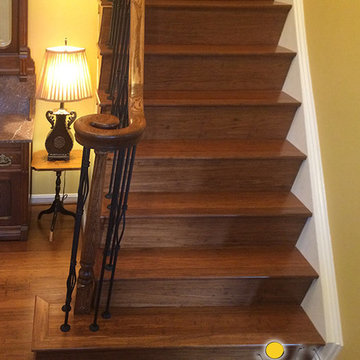 Antique Java Fossilized® bamboo flooring on stairs