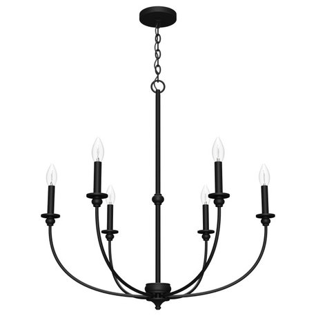 Southcrest Flat Matte Black 6 Light Chandelier Light