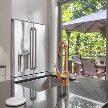 Absolute Black Kitchen with Waterfall Edge