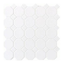 White Ceramic Octagon Dot Mosaic Tile - Mosaic Tile