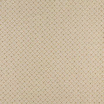 Gold And Beige Small Scale Shell Jacquard Woven Upholstery Fabric By The Yard