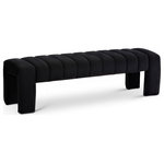 Meridian Furniture - Andaz Velvet Upholstered Bench, Black - Make a grand statement in your living space with the luxurious Andaz Bench. Crafted with rich black velvet, this bench features deep channel tufting that adds a touch of elegance and sophistication to any room. The strong and durable frame is crafted from solid wood, ensuring a stable and robust foundation for any use.With its plush seating and stunning design, the Andaz Bench is the perfect addition to any home looking to elevate their decor.