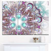 "Fractal Flower of Blue Digital Art" Wall Art, 3 Panels, 36"x28"