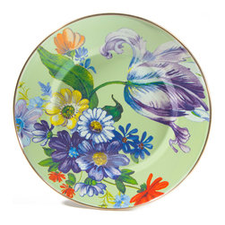 Flower Market Enamel Dinner Plate - Green | MacKenzie-Childs - Dinner Plates