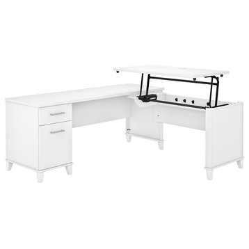 Somerset 72" Sit to Stand L Shaped Desk, White