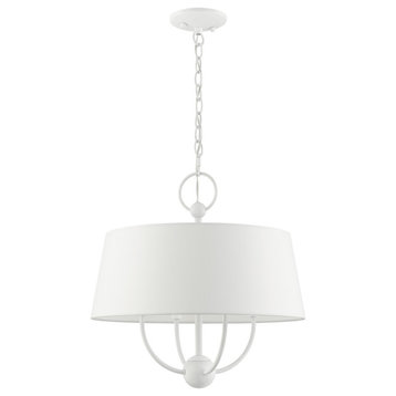 White Transitional, English Country, Rustic, Casual Pendant Chandelier