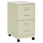OSP Home Furnishings - 2 Drawer Mobile Locking Metal File Cabinet, Tan - Keep files organized and your office working at peak performance with our locking metal file cabinet with mobile casters. Available in several colors to match any workspace. Deep full sided drawers glide smoothly keeping files at your fingertips and locking lower drawer offers storage for important documents or valuables. Ships fully assembled.
