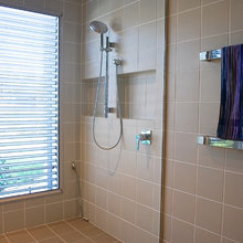 shower with glass door