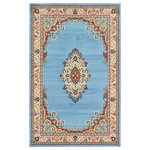 Unique Loom - Unique Loom Light Blue Washington Reza 5' 0 x 8' 0 Area Rug - The gorgeous colors and classic medallion motifs of the Reza Collection will make a rug from this collection the centerpiece of any home. The vintage look of this rug recalls ancient Persian designs and the distinction of those storied styles. Give your home a distinguished look with this Reza Collection rug.
