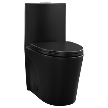 St. Tropez 1-Piece Elongated Toilet Vortex Dual-Flush, Matte Black 1.1/1.6 gpf