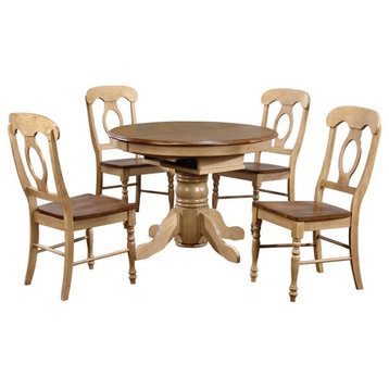 Sunset Trading Brook 5-Piece 42 - 60" Extendable Wood Dining Set in Cream