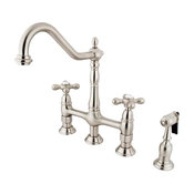 Heritage 8 Center Kitchen Faucet With Side Sprayer, Satin Nickel