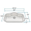 MR Direct 3219 Single Bowl Stainless Steel Sink, Basket Strainer, Both Light Cut
