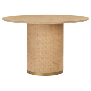 Akiba Natural Ash and Rattan Dining Table, 49in, Round