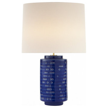 Darina Table Lamp, 1-Light, Pebbled Blue, Linen Shade, 31"H