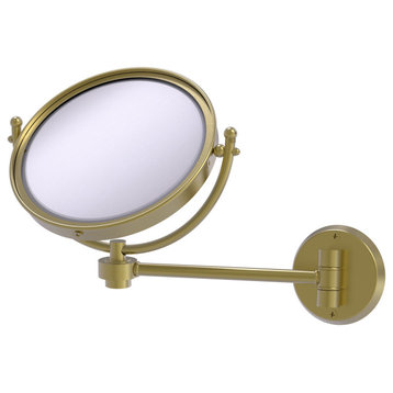 8" Wall-Mount Makeup Mirror 5X Magnification, Satin Brass