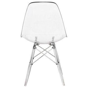 LeisureMod Dover Molded Side Chair With Acrylic Base Clear