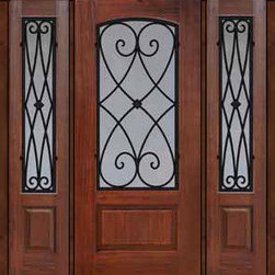 Prehung Sidelites Door 80 Fiberglass Charleston Arch Lite Wrought Iron - Front Doors