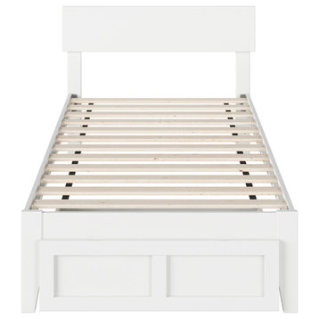 Boston Twin Bed With Foot Drawer, White