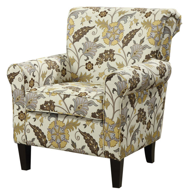 Retro Styled Fl Accent Chair With Decorative Rolled Arms Retro Styled Fl Accent Chair With Decorative Rolled Arms
