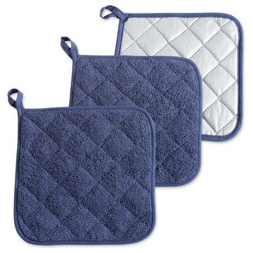 DII French Blue Terry Pot Holder, Set of 3