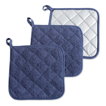 DII French Blue Terry Pot Holder, Set of 3