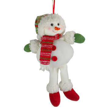 13" Jolly Smiling Plush Snowman Hanging Christmas Ornament