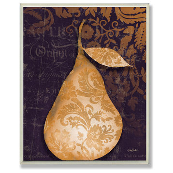 Damask Gold Pear Kitchen Wall Plaque