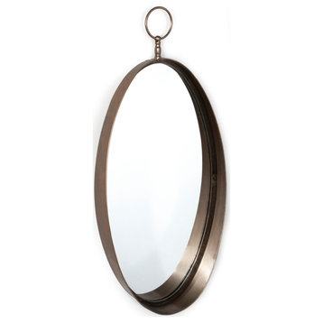 Macklin, Metal Framed Mirror, Antique Bronze Oval