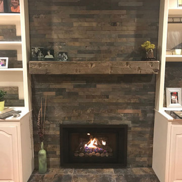 Stacked Stone Fireplace