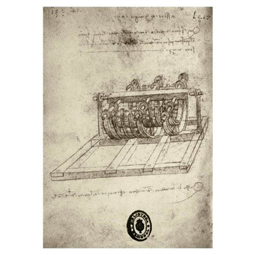 "Mechanical Sketches" Digital Paper Print by Leonardo Da Vinci, 23"x32"