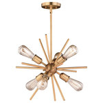 Vaxcel - Vaxcel Estelle - Six Light Pendant, Natural Brass Finish - Mid Century meets modern with this timeless and unEstelle Six Light Pe Natural Brass *UL Approved: YES Energy Star Qualified: n/a ADA Certified: n/a  *Number of Lights: Lamp: 6-*Wattage:60w Medium Base bulb(s) *Bulb Included:No *Bulb Type:Medium Base *Finish Type:Natural Brass