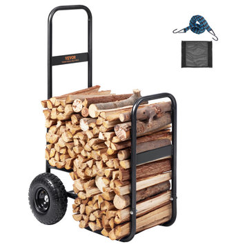 VEVOR Firewood Log Cart Wood Mover Hauler 250lbs Capacity on Rubber Wheels Dolly