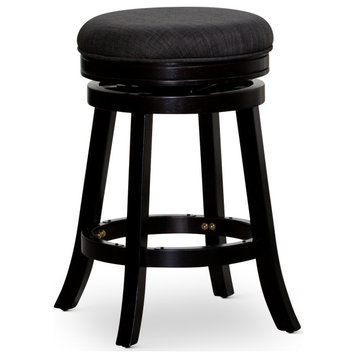 DTY Indoor Living Creede Backless Swivel Stool, 24" or 30", Espresso/Charcoal Fabric, 24" Counter Stool