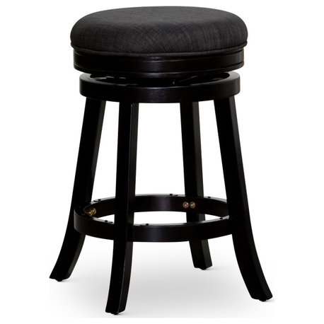 DTY Indoor Living Creede Backless Swivel Stool, 24" or 30", Espresso/Charcoal Fabric, 24" Counter Stool