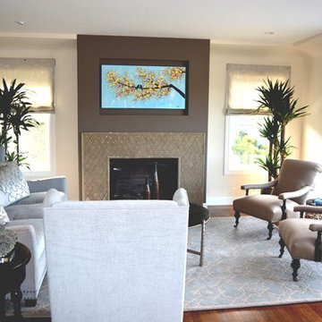 Transitional monochromatic living room