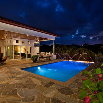 Infinity Edge Pool With Fire Feature