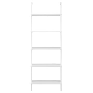 Danya B. Everett 5-Tier Open Display Stand Wall Ladder Shelf, White/White