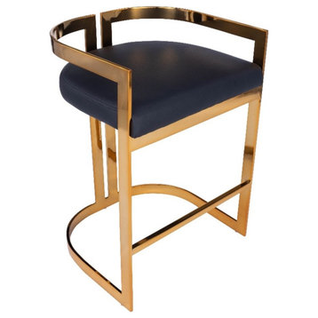Butler Specialty Clarence Faux Leather 24" Counter Stool in Gold and Black