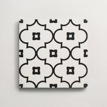 Handmade Gueliz. 8x8", White/Black 1 Tile