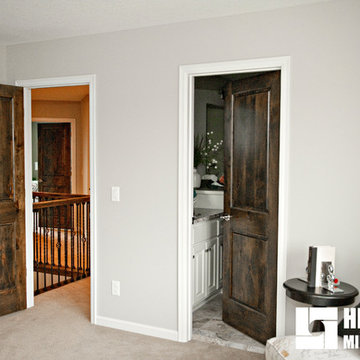 Knotty Alder Stained Dark with White Trim