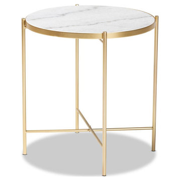 Baxton Studio Maddock Modern and Contemporary Gold Finished Metal End Table...