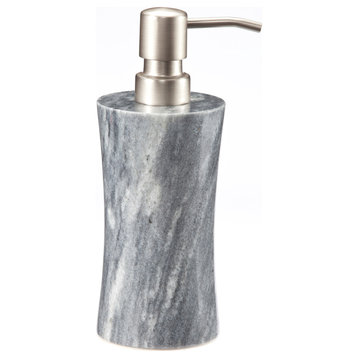 Vinca Collection Cloud Gray Marble Soap Dispenser, Brushed Silver
